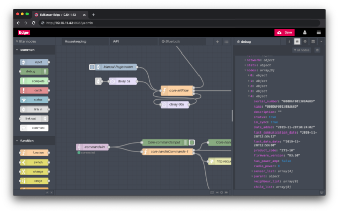 EpiSensor Edge visual programming interface for energy monitoring