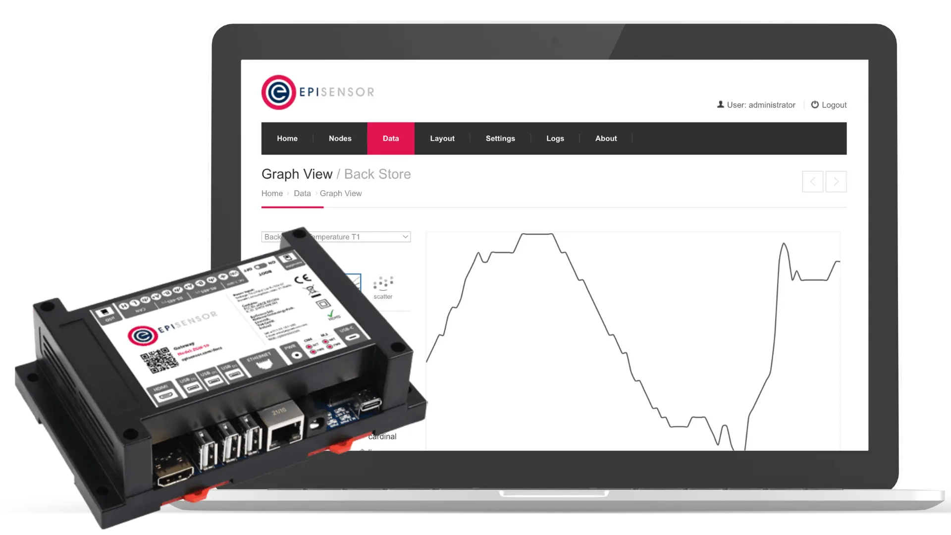 EpiSensor Gateway installed on site as the hub of a monitoring deployment